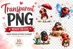Cute Ladybug Clipart Bundle, Watercolor Ladybug PNG Product Image 2