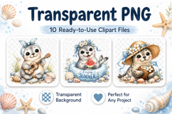 Summer Seal Clipart, Cute Seal PNG Product Image 2