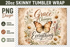Grace Changes Everything Tumbler Wrap PNG, Christian Butterf Product Image 2