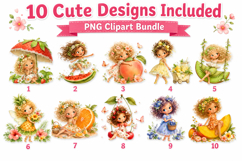 Cute Fruit Fairy Girls Clipart Bundle Product Image 2