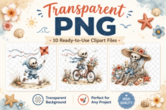 Summer Skeleton Clipart, Cute Beach Skeleton PNG Product Image 2