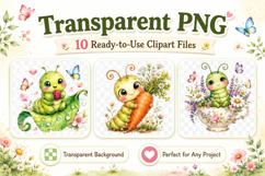 Cute Caterpillar Clipart, Watercolor Caterpillar PNG Product Image 1