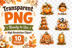 Cute Pumpkin Clipart Bundle, Watercolor Fall Pumpkin PNG Product Image 2