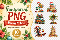 Cute Tropical Christmas Clipart Bundle, Watercolor Summer Product Image 2