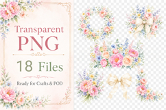 Pastel Floral Clipart PNG, Watercolor Flower Graphics Product Image 2
