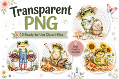 Whimsical Summer Frog Clipart, Cute Frog PNG Product Image 2