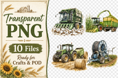 Vintage Farm Machinery Clipart PNG, Tractor Watercolor Product Image 2