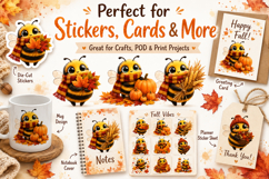 Autumn Bee Clipart, Cute Fall Bee PNG Product Image 3