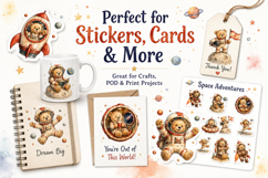 Space Teddy Bear Clipart, Cute Astronaut Bear PNG Product Image 3