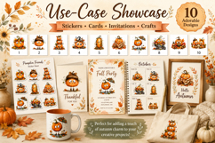 Cute Pumpkin Clipart Bundle, Watercolor Fall Pumpkin PNG Product Image 3
