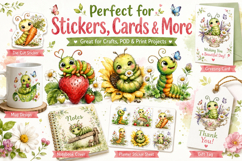 Cute Caterpillar Clipart, Watercolor Caterpillar PNG Product Image 2