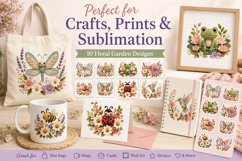 Floral Garden Clipart Bundle, Cute Spring Animal PNG Product Image 3