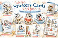 Summer Seal Clipart, Cute Seal PNG Product Image 3
