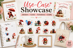Cute Ladybug Clipart Bundle, Watercolor Ladybug PNG Product Image 3