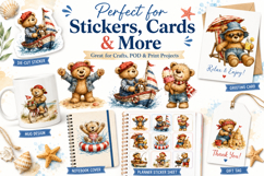 Beach Teddy Bear Clipart, Cute Summer Bear PNG Product Image 3