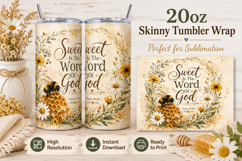 Sweet Is The Word Of God Tumbler Wrap PNG, Christian Bee Product Image 3