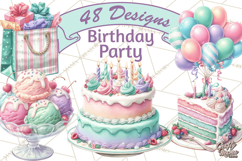 Cute Birthday Party Clipart PNG | Birthday Cake Graphics Product Image 1