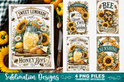 Sunflower Kitchen Towels PNG Sublimation Designs 4 Files Product Image 1