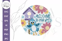 Welcome To Our Nest SVG | Bird and Birdhouse Door Hanger Product Image 2