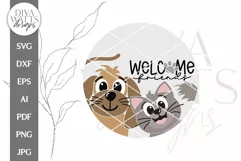Welcome Friends SVG | Cat and Dog Door Hanger Design Product Image 2