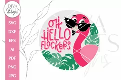 Oh Hello Flockers SVG | Funny Pink Flamingo Door Hanger Product Image 2