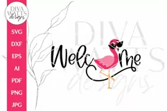 Welcome SVG | Funny Pink Flamingo Door Hanger Design Product Image 2