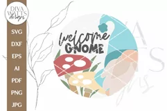 Welcome Gnome SVG | Garden Gnome and Mushrooms Door Hanger Product Image 2