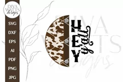 Hey Y'all SVG | Western Cowhide With Belt Door Hanger Design Product Image 2
