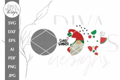 Sweet Summer SVG | Watermelon Gnome Door Hanger Design Product Image 3