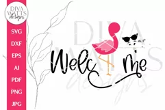 Welcome SVG | Funny Pink Flamingo Door Hanger Design Product Image 3