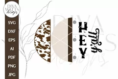 Hey Y'all SVG | Western Cowhide With Belt Door Hanger Design Product Image 3