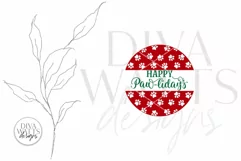 Happy Paw-liday's SVG | Christmas / Winter Round Design Product Image 5