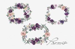 Watercolor Blush &amp; Eggplant Floral Clipart Collection Product Image 12