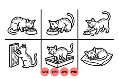 Hand Drawn Cat Activity Vector Illustrations Product Image 1