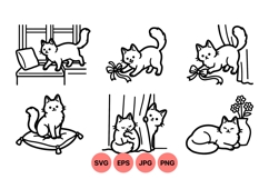 Cute Playful Cat Line Art Illustration Product Image 1