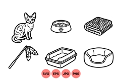 Hand Drawn Cat Care Clipart Product Image 1