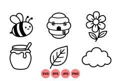 Cute Bee And Nature Icon Clipart Product Image 1