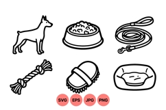 Hand Drawn Dog Care Essentials Line Art Graphics Product Image 1