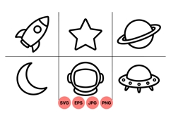 Minimalist Space Icon Line Art For Crafts Product Image 1