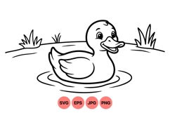 Cute Cartoon Duck Pond Vector Illustration Design Product Image 1