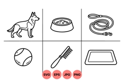 Line Art Dog Pet Care Supplies Clipart Illustrations Product Image 1