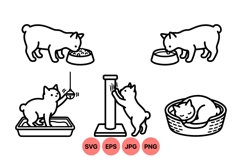 Hand Drawn Cute Cat Care Clipart Product Image 1
