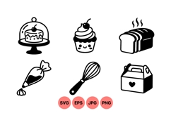 Hand Drawn Cute Bakery Dessert Clipart Illustration Product Image 1