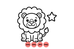 Cute Cartoon Lion Svg Illustration For Kids Product Image 1