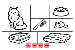 Line Art Cat Care Illustration Svg Product Image 1
