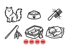 Cute Cat Care Clipart Design For Crafts Product Image 1