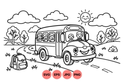 Cute Happy School Bus Vector Illustration Design Product Image 1