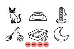 Minimalist Cat Care Vector Clipart Product Image 1