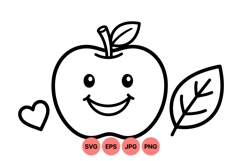Smiling Apple Vector Clipart For Kids Crafts Product Image 1