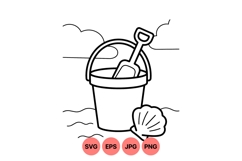 Beach Bucket And Shovel Svg Clipart Design Product Image 1